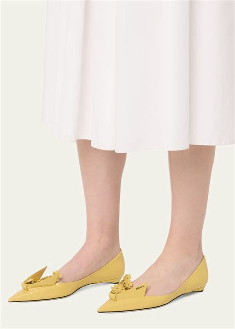 Prada Bouquet Leather Ballerina Flats – Bluefly